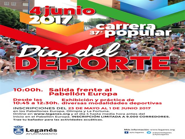 Leganés vivirá una gran fiesta del deporte con la práctica de 29 disciplinas y la celebración de la XXXVII Carrera Popular