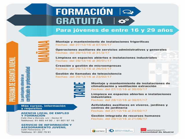 El Ayuntamiento ofrece formación gratuita para 525 jóvenes en Getafe