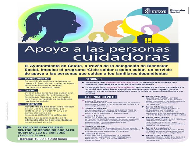 El Ayuntamiento de Getafe ofrece estrategias para las personas cuidadoras de familiares dependientes