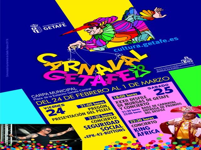 Los disfraces darán color al carnaval de Getafe con murgas, chirigotas, el entierro de la sardina y los conciertos de Seguridad Social y King África