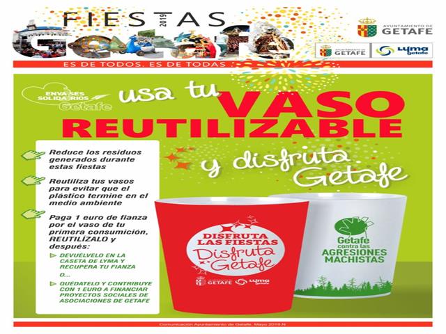 Getafe introduce 40.000 vasos reciclables en las Fiestas