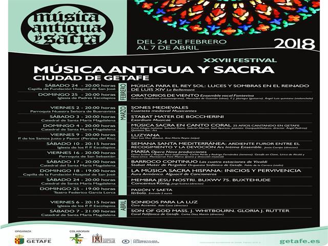 Comienza el XXVII Festival de Música Antigua y Sacra ‘Ciudad de Getafe’ con un programa de 14 conciertos