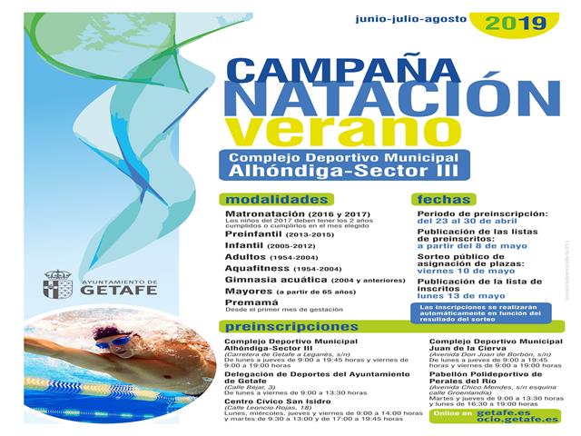 Se abre el plazo de preinscripciones de la Campaña de Natación Verano 2019