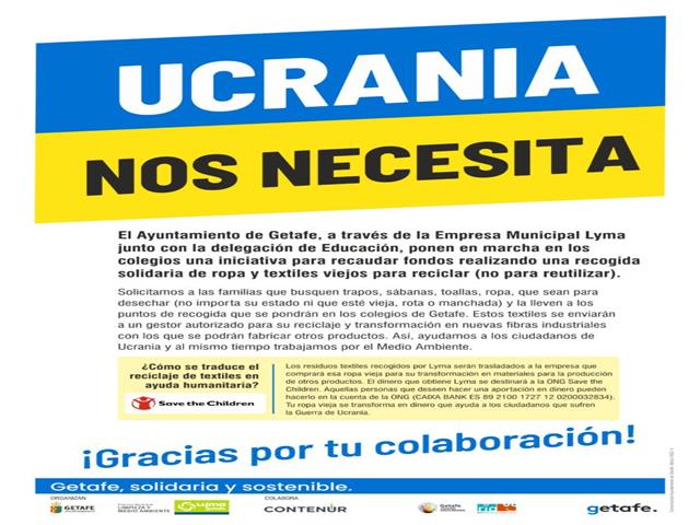 Getafe recogerá ropa y textiles viejos para reciclar y los beneficios serán para Ucrania