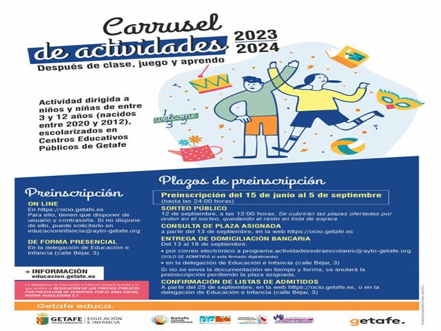 Getafe presenta el ‘Carrusel de actividades’ para las extraescolares del curso 2023-2024