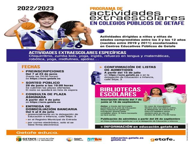 Abiertas las preinscripciones de actividades extraescolares del próximo curso