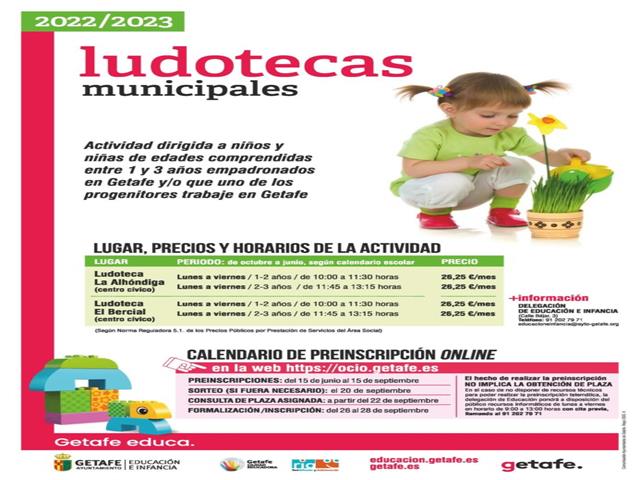 Preinscripciones para ludotecas municipales ampliadas el próximo curso a 5 días semanales