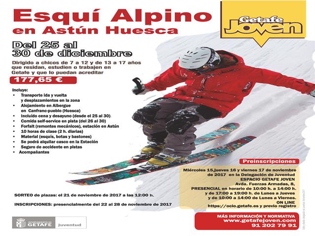 El Ayuntamiento de Getafe organiza una semana de iniciación al esquí alpino para jóvenes