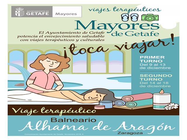 El próximo viernes comienzan las preinscripciones para los viajes tearapéuticos que ofrece el Ayuntamiento de Getafe para mayores
