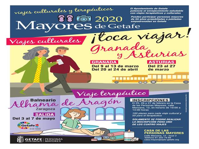 El Ayuntamiento de Getafe organiza nuevos viajes para personas mayores a Granada, Asturias y Zaragoza