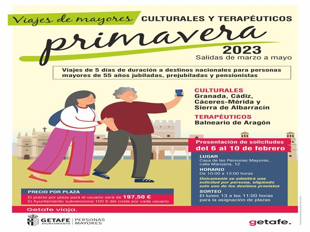 Desde el lunes 6 de febrero nuevas solicitudes para los viajes de Mayores culturales y terapéuticos