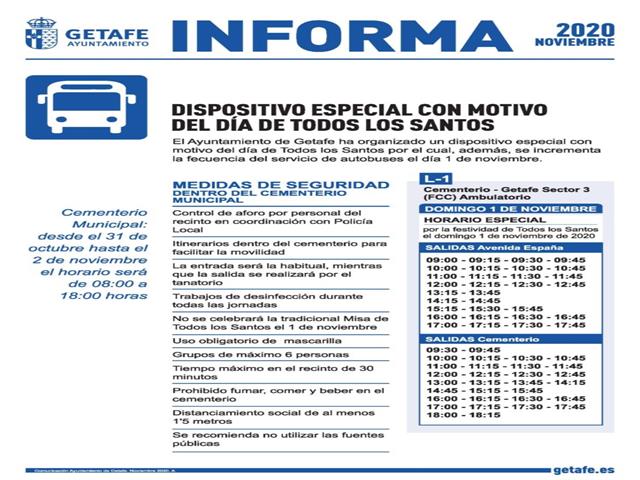 Refuerzo de medidas en el cementerio para el fin de semana de Todos los Santos