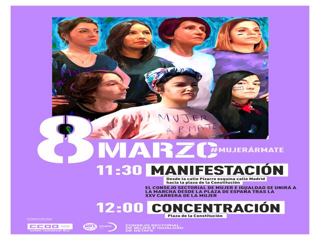 El consejo sectorial de mujer e igualdad, CCOO y UGT convocan una manifestación y concentración el 8 de marzo
