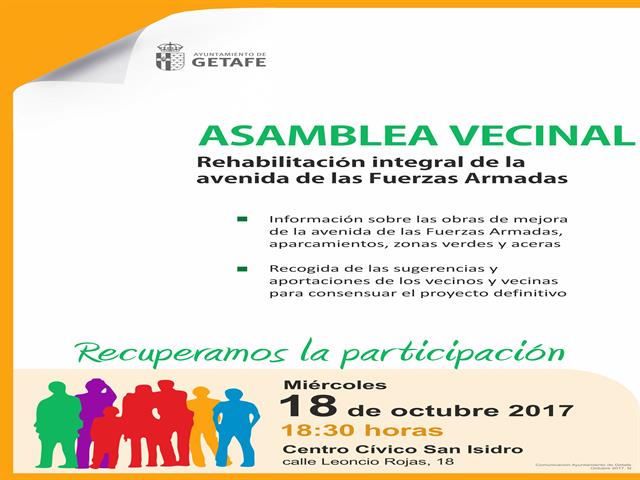 Asamblea vecinal el 18 de octubre para consensuar la rehabilitación de la avenida de Las Fuerzas Armadas