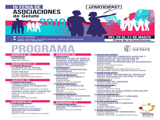 Getafe celebrará la próxima semana la IV Feria de Asociaciones