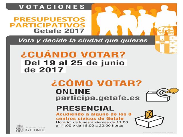 Los vecinos y vecinas de Getafe podrán votar online las propuestas de presupuestos participativos del 19 al 25 de junio