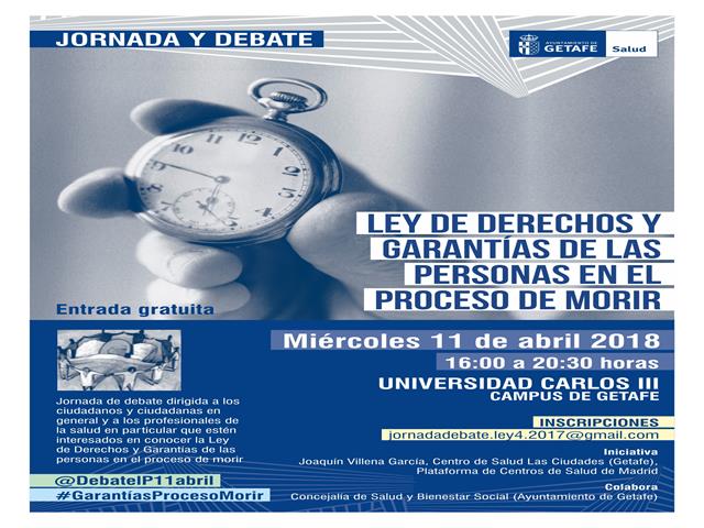 Getafe acoge una jornada sobre la ‘Ley de derechos y garantías de las personas en el proceso de morir’ 