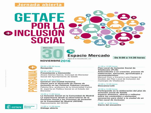 El Ayuntamiento de Getafe organiza la jornada ‘Getafe por la Inclusión Social’ abierta a todos los vecinos y vecinas