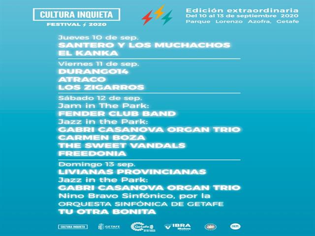 El Kanka, Carmen Boza, Tu Otra Bonita o la Orquesta Sinfónica de Getafe en Cultura Inquieta 2020