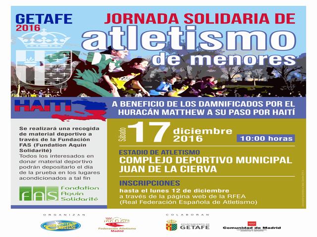 Getafe acogerá una jornada solidaria de atletismo de menores