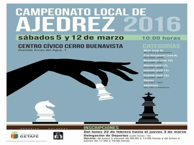 El próximo lunes se abre el plazo de inscripción para el Campeonato Local de Ajedrez 2016