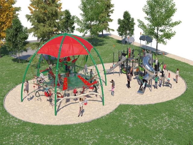 Comienza la instalación de la nueva área singular infantil del Parque de La Alhóndiga