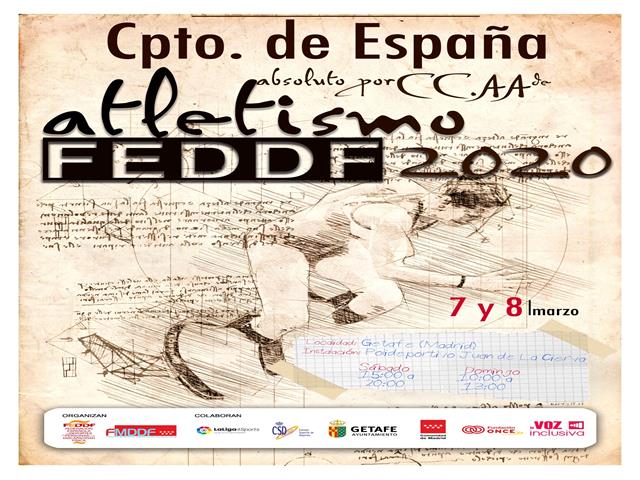 Getafe será la sede del Campeonato de España Absoluto de Atletismo por Comunidades Autónomas FEDDF 2020, en el que competirán atletas con discapacidad
