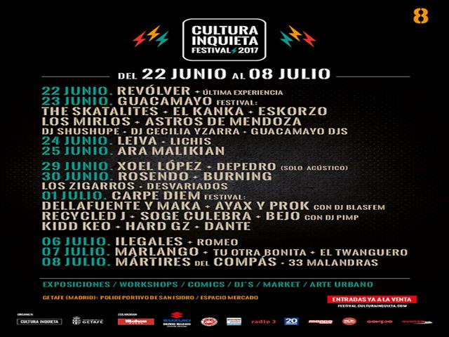 Comienza el Festival Cultura Inquieta con los conciertos de Revólver, The Skatalites, Leiva y Ara Malikian