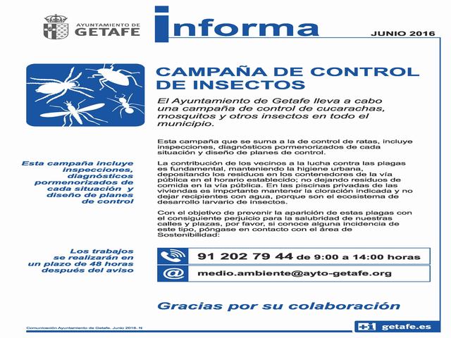 El Ayuntamiento de Getafe lleva a cabo la campaña de control de insectos