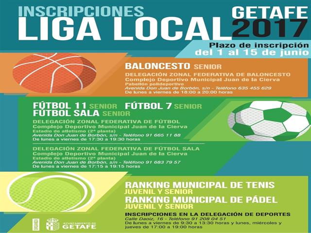 Mañana, 1 de junio, se abre el plazo de inscripción para las Ligas Locales Deportivas 2017-2018