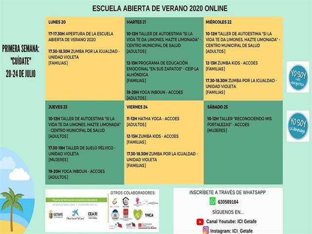 La Escuela Abierta de Verano 2020 se reinventa y ofrece a vecinos y vecinas actividades virtuales de fomento de la convivencia y los cuidados