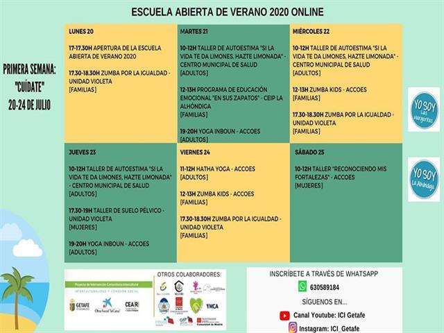 La Escuela Abierta de Verano 2020 se reinventa y ofrece a vecinos y vecinas actividades virtuales de fomento de la convivencia y los cuidados