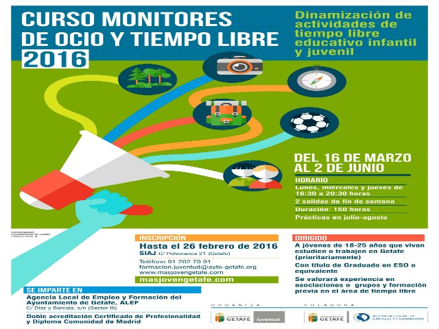 El Ayuntamiento de Getafe organiza un curso de monitores de ocio y tiempo libre para jóvenes de 18 a 25 años