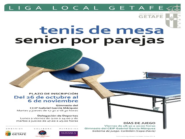 Hoy se abre el plazo de inscripción para la Liga Local de tenis de mesa senior por parejas