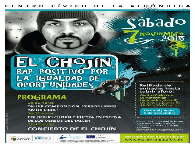 Concierto gratuito de rap positivo en Getafe con El Chojin