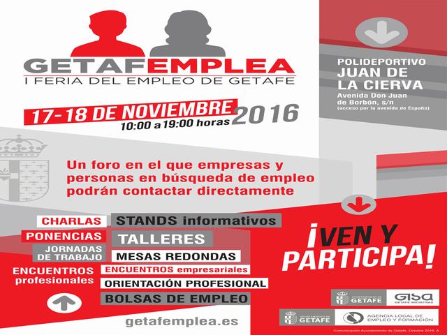 Getafe celebra la I Feria del Empleo ‘Getafemplea’ los días 17 y 18 de noviembre