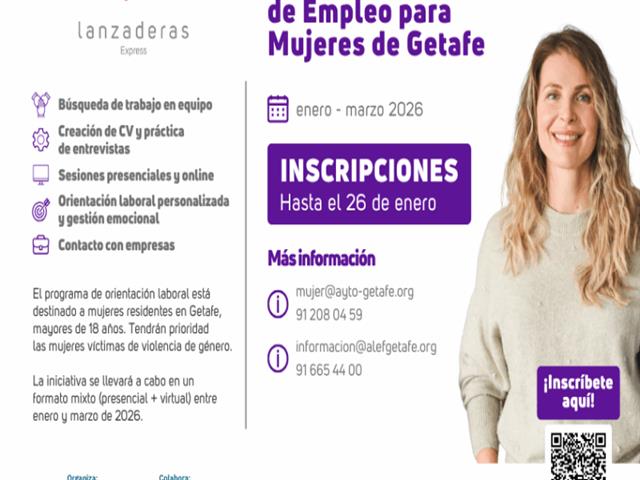 Abiertas las inscripciones para una Lanzadera de Empleo para mujeres en Getafe