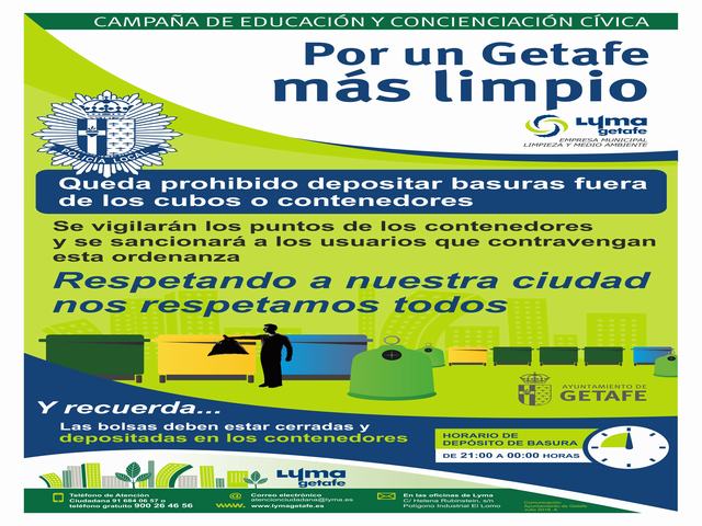 El Ayuntamiento de Getafe impulsa una campaña de control de depósito de residuos ‘por un Getafe más limpio’