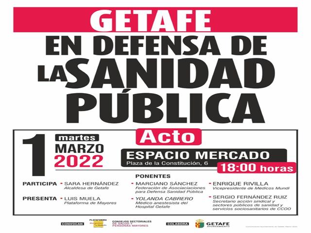 Getafe vuelve a alzar la voz en Defensa de la Sanidad Pública el 1 de marzo