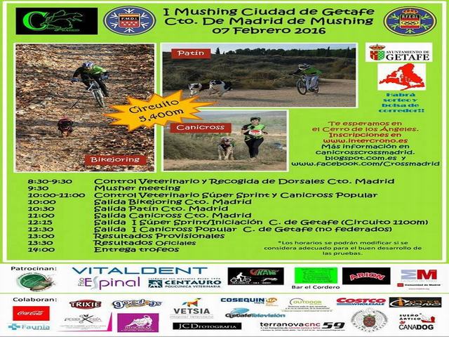 I Mushing Ciudad de Getafe Campeonato de Madrid de Mushing 7 de febrero de 2016