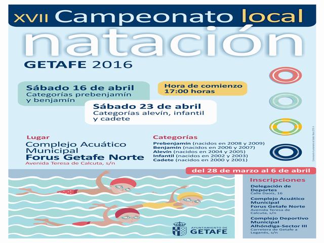 Se abre el periodo de inscripción para el Campeonato Local de Natación de Getafe