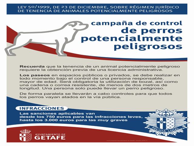 El Ayuntamiento de Getafe impulsa una campaña de control de perros potencialmente peligrosos
