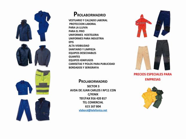 PROLABORMADRID, ROPA DE TRABAJO EN GETAFE, VESTUARIO LABORAL, CALZADO SEGURIDAD, UNIFORMES