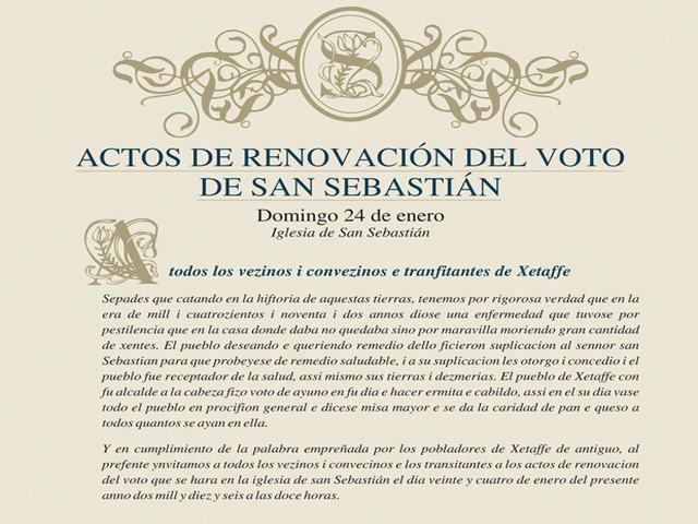 El domingo 24 de enero se celebrarán en Getafe los actos de renovación del Voto de San Sebastián